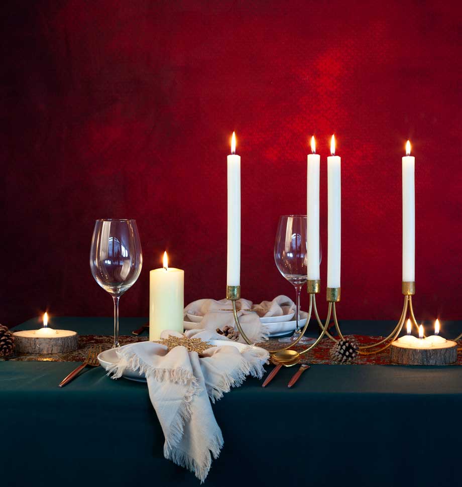 white dinner candles