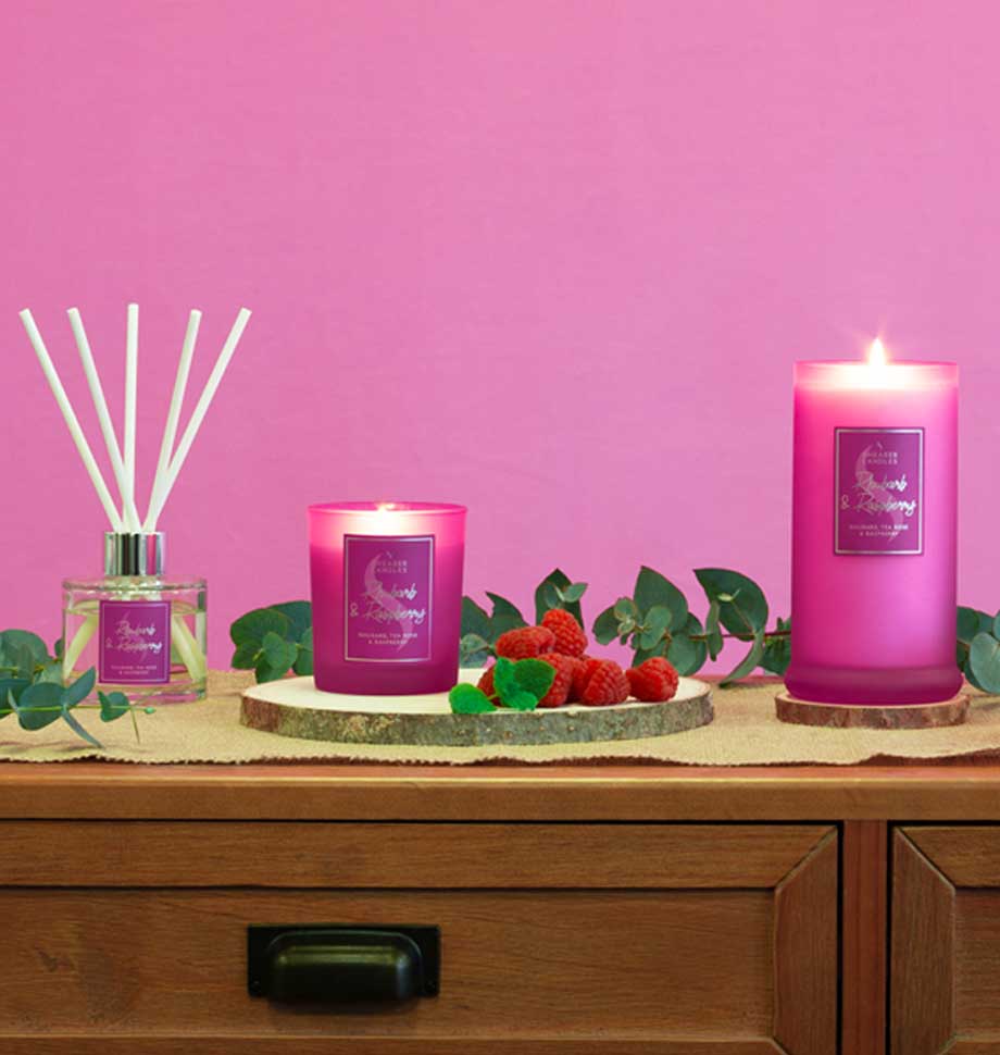 Rhubarb and Raspberry Pillar Candle