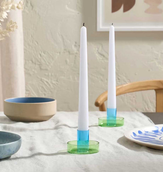 Green & Blue Duo Tone Glass Candle Holder