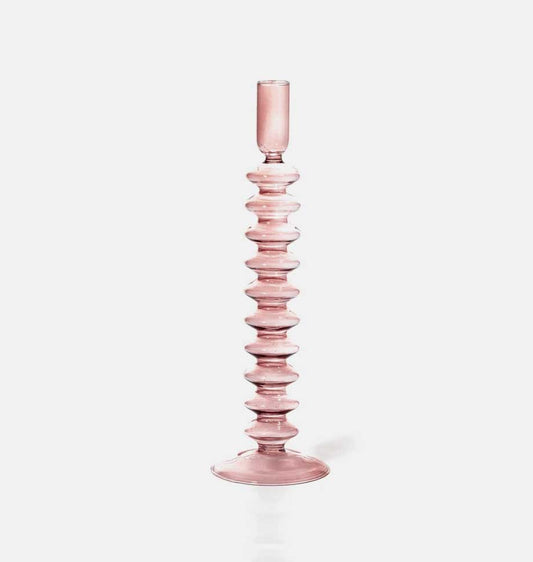 pink candlestick holder