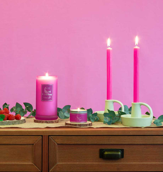 deep pink dinner candles