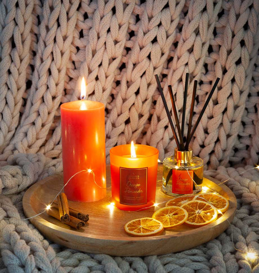 Orange Pomander Pillar Candle - Shearer Candles