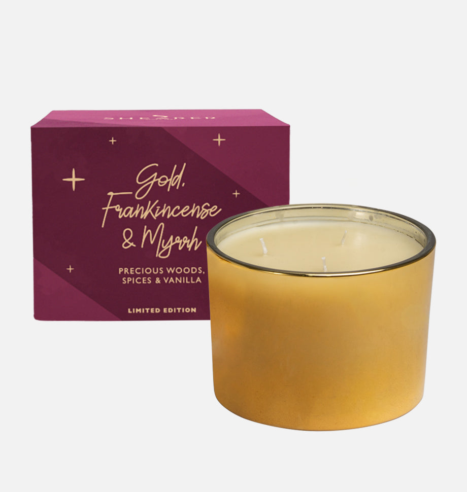 Gold, Frankincense and Myrrh Multiwick Candle in Three Kings Gift Box