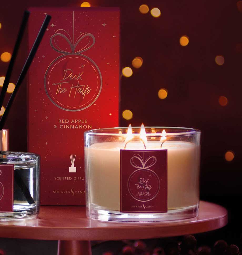 Deck The Halls Triple Wick Candle Christmas Candles