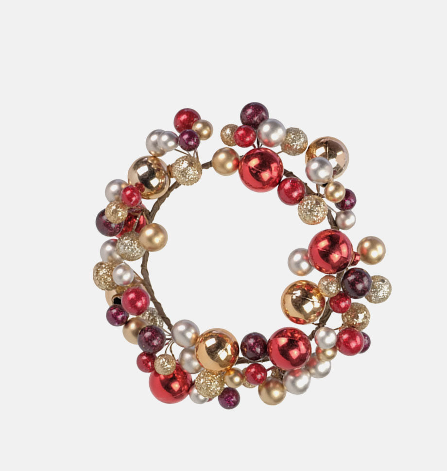 Red & Gold Bauble Candle Ring Large