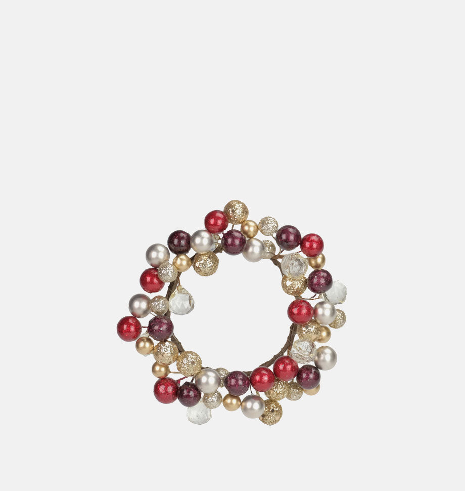 Red & Gold Bauble Candle Ring Small