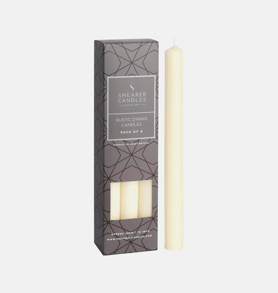Ivory 10 inch Dinner Candles x 6 - Shearer Candles
