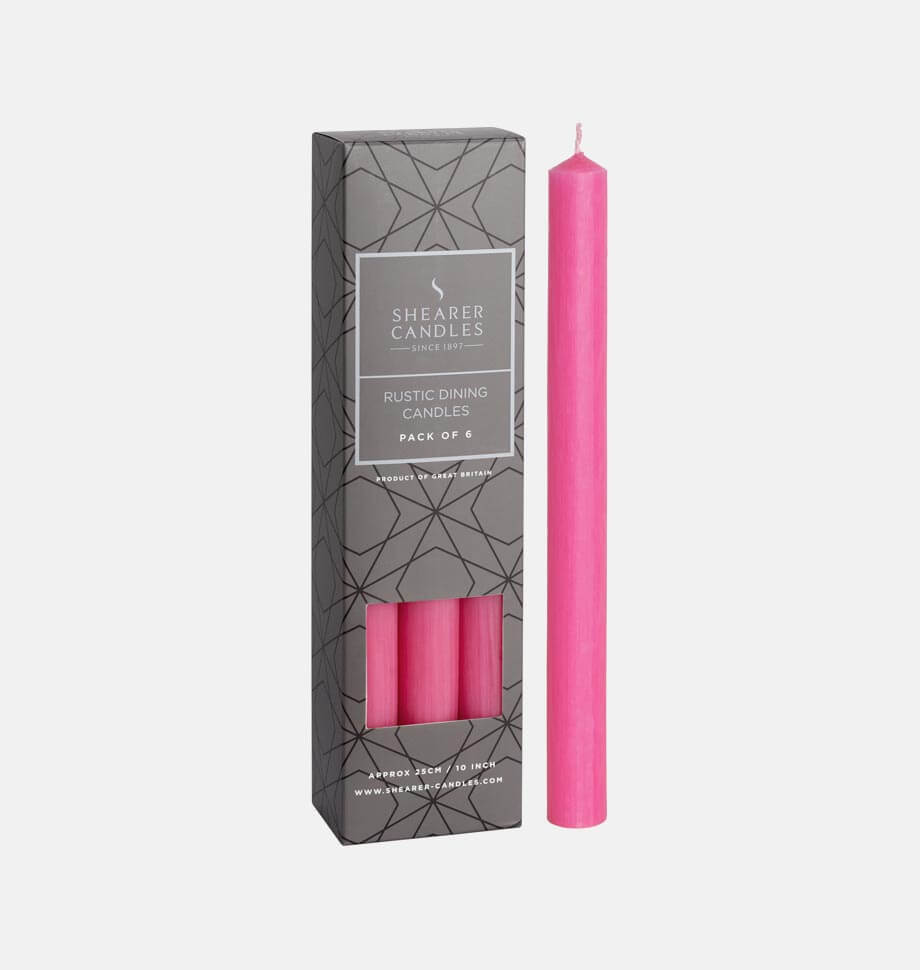 deep pink dinner candles 10 inch