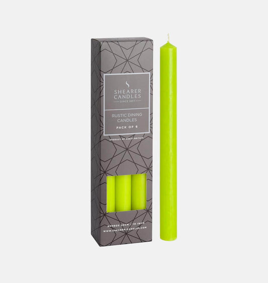 Lime Green 10 inch Dinner Candles x 6 - Shearer Candles