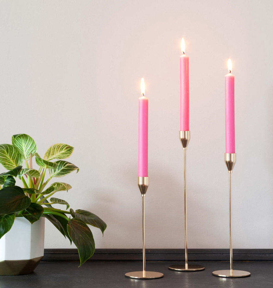 Shearer Candles 8 Inch Dinner Candles – Unscented, Dusky Pink, 20 Pack, 8 Hour Burn Time