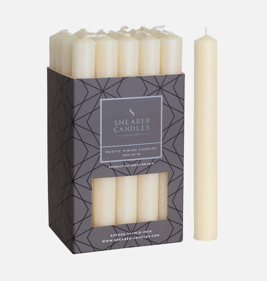 Ivory 8 inch Dinner Candles x 20 - Shearer Candles