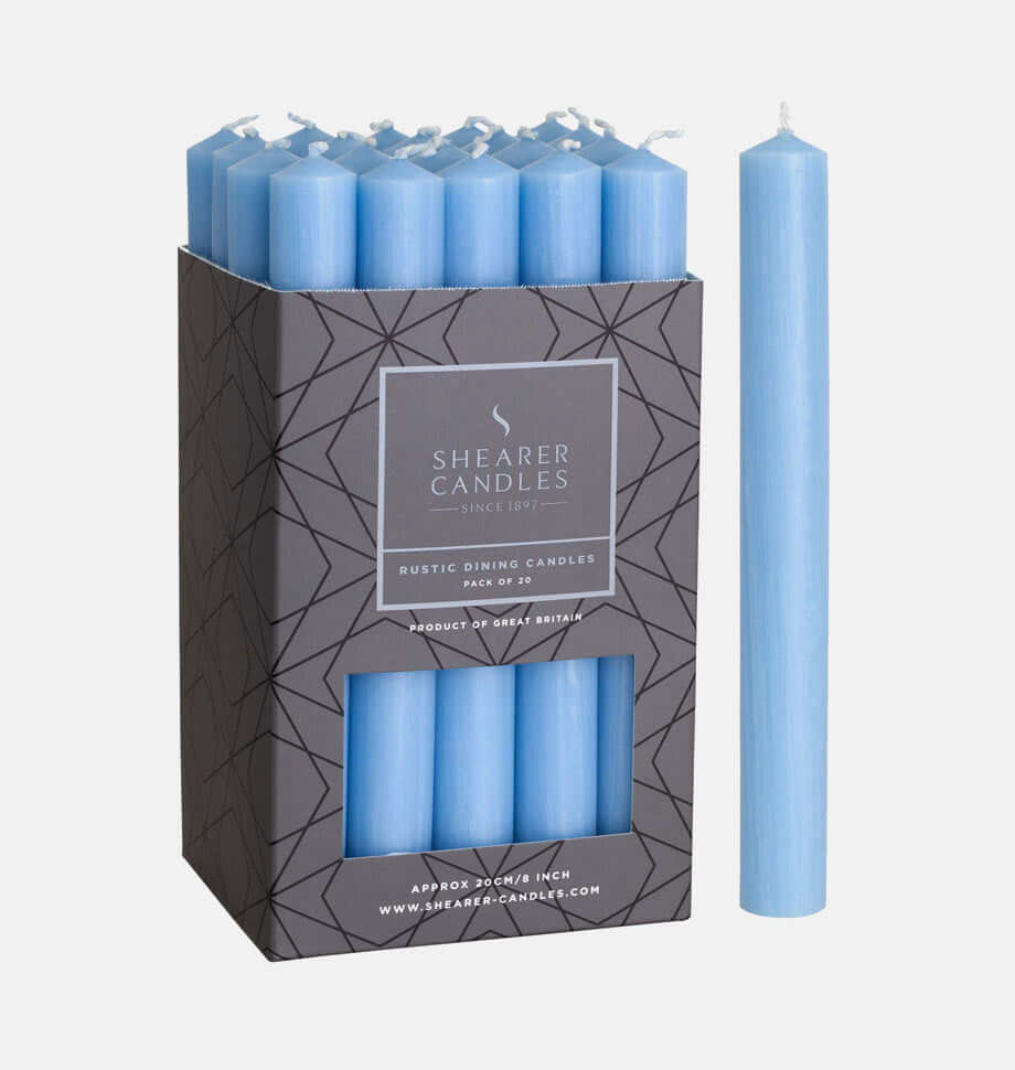 Sea Blue 8 inch Dinner Candles x 20 - Shearer Candles