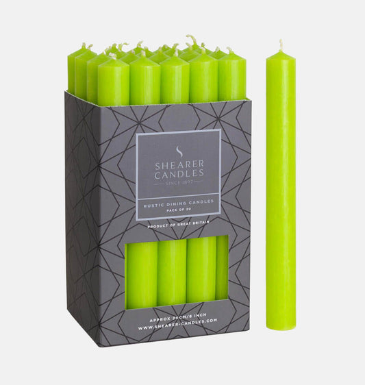 Lime Green 8 inch Dinner Candles x 20 - Shearer Candles
