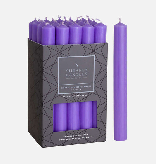 Lilac 8 inch Dinner Candles x 20 - Shearer Candles