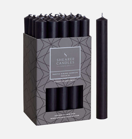 Black dinner candles - 8 inch x 20 - Shearer Candles