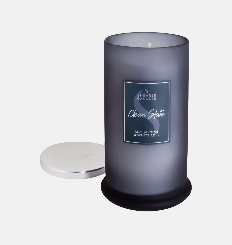 Clean Slate Pillar Jar Candle Grey Candles Shearer Candles